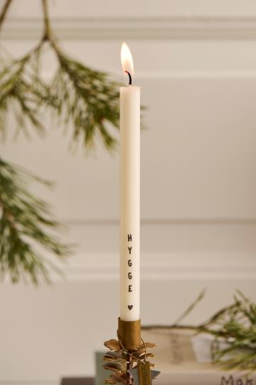 Pencil Kerze/ dünne hohe Kerze mit Hygge Aufschrift, Stearin - Ø:1,3 H:20