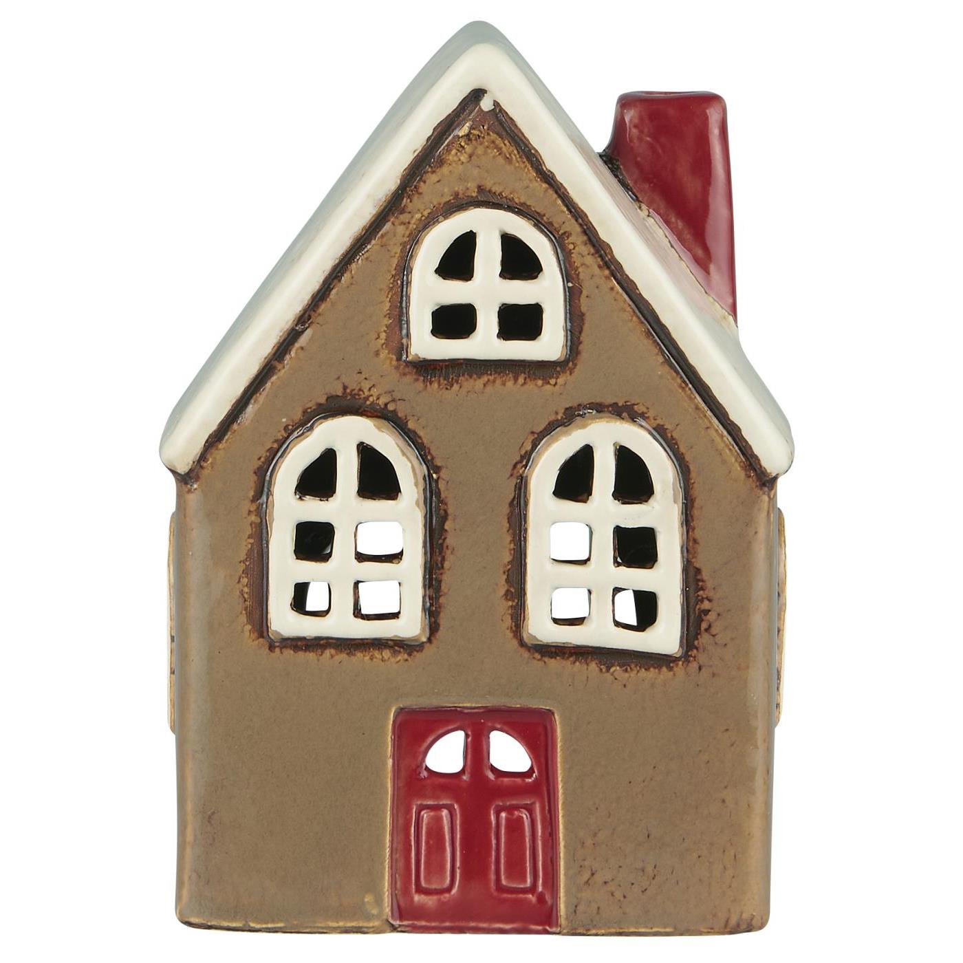 Lichthaus/ Haus für Teelicht Stillenat rote Tür - 15 cm