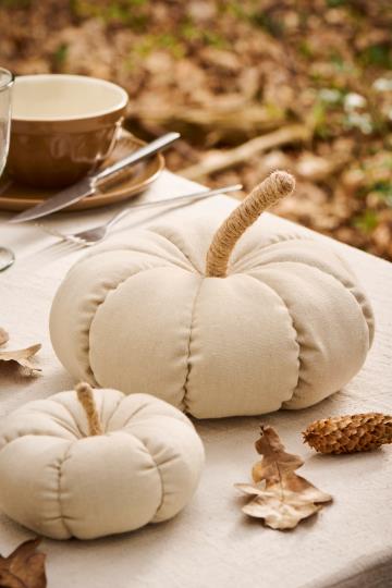 Kürbis/ Dekokürbis Stoff, naturfarbiger Canvas - 10,5 cm