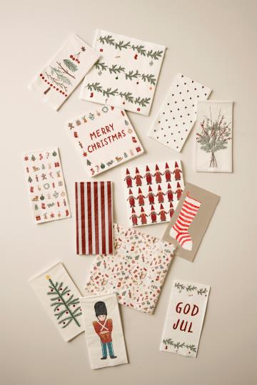 Serviette/ Papierserviette God Jul und Weihnachtsgirlanden, 16 Stück