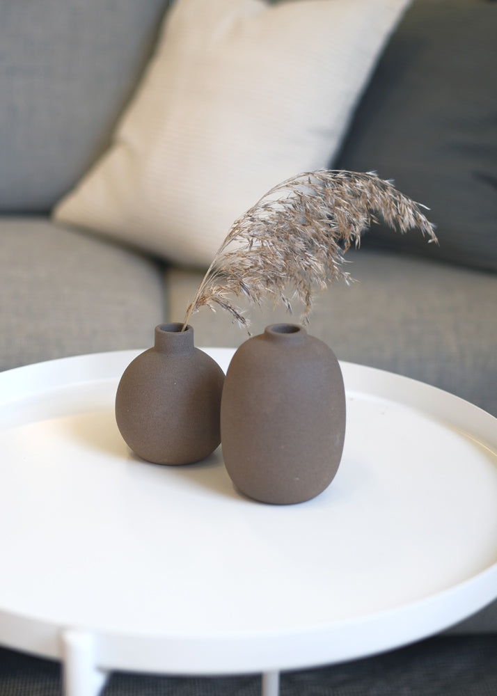 Vase Albacken Keramik, braun - oval