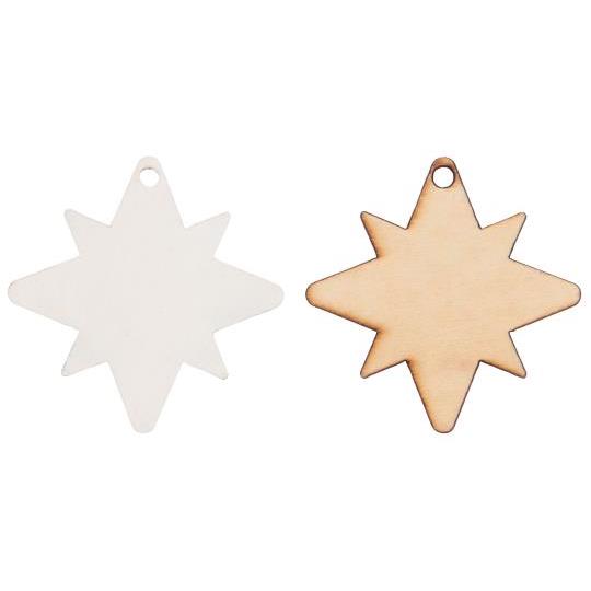 Geschenkanhänger/ Anhänger Stern, Holz - weiß oder naturfarben