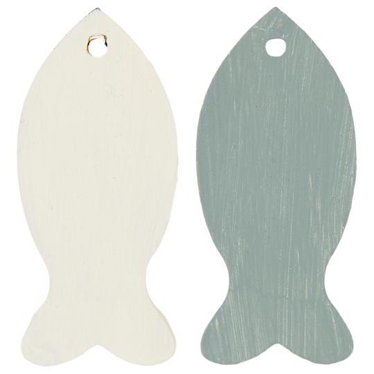 Geschenkanhänger/ Anhänger Fisch, Holz - weiß oder blau