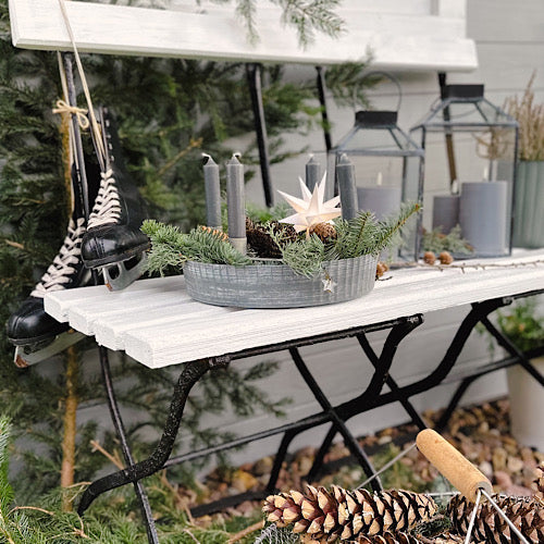 Outdoor LED Leuchtstern/ Mini-Kunststoffstern für aussen , weiß  Ø 12cm mit Batteriefach und Timer