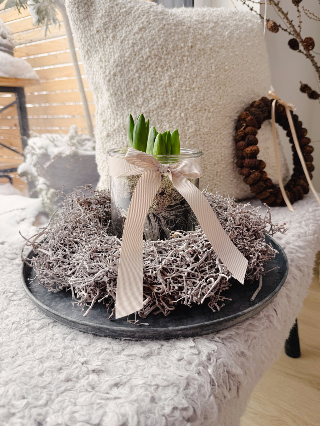 Kerzentablett/ Tablett/ Untersetzer mit Kante, Zink - Ø: 35,5 cm