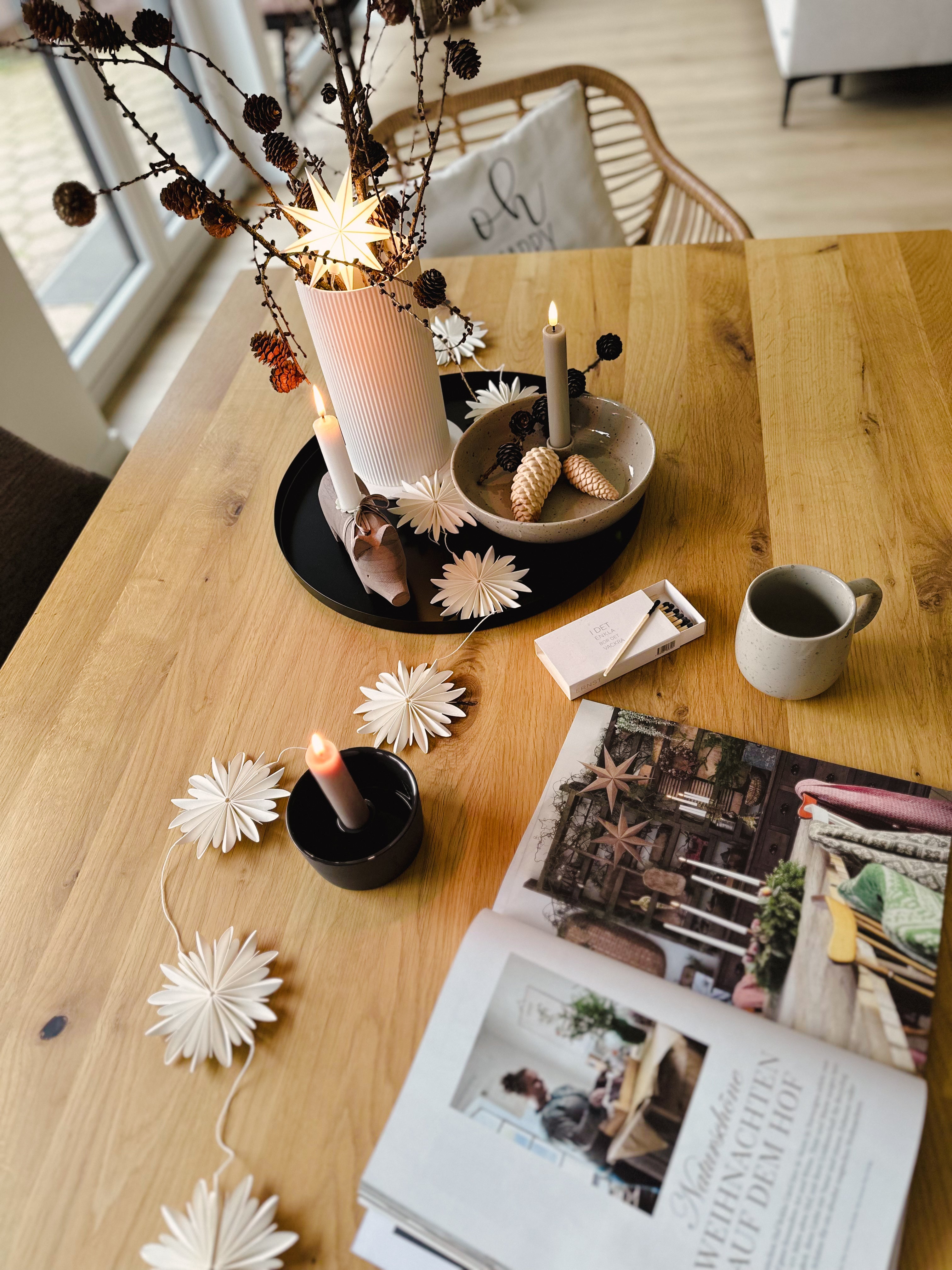 LED Leuchtstern/ Fensterstern 9 Zacken, weiß  Ø 11,5 cm mit Batteriefach und Timer