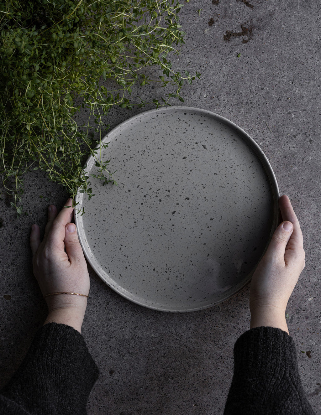 Tablett Grimshult Keramik, rund - natur