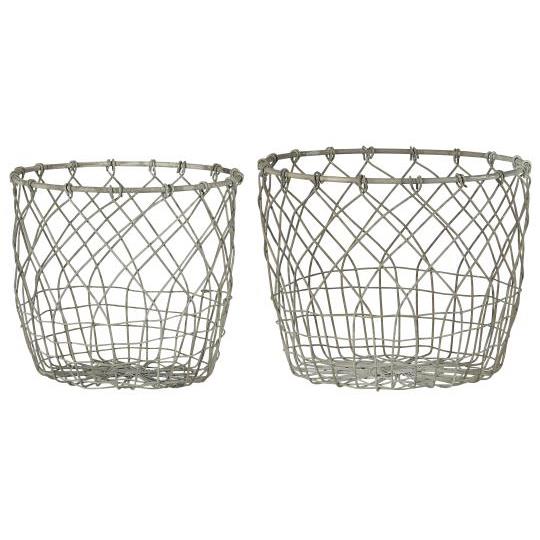 Korb Set/ Topfset Drahtkörbe, 2tlg. - Zink