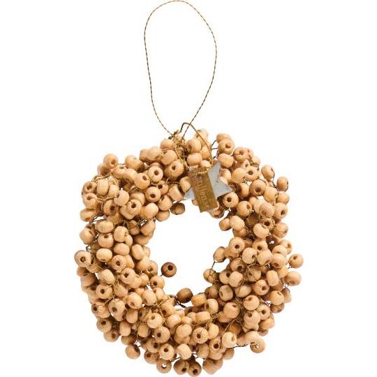 Kranz aus Holzperlen handgefertigt, natur - Ø: 10 cm