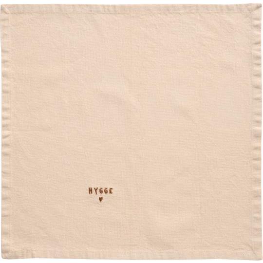 Stoffserviette Tradition mit "Hygge" Stickerei - leinenfarbig