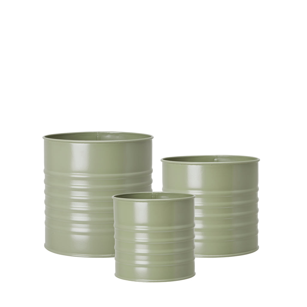 Blumentopf/ Pflanztopf Ariel, Metall Olivgrün Matt - 3 verschiedene Größen