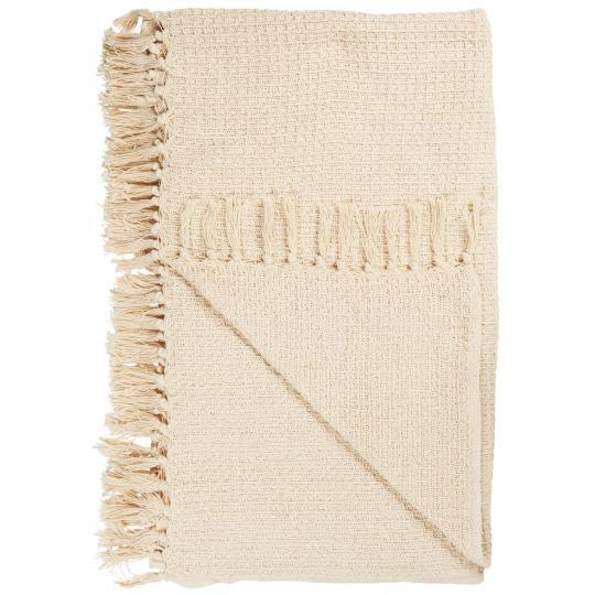 Plaid/ Decke creme mit Waffelmuster - 130x160 cm