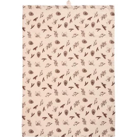 Geschirrtuch Jolly natur mit braunen Zapfen und Zweigen