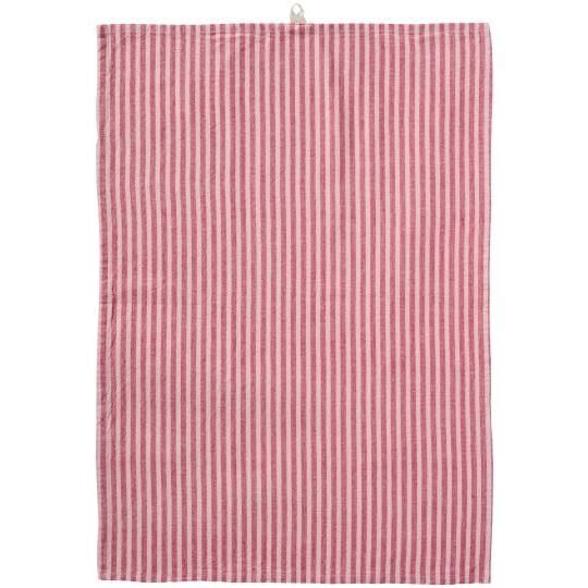 Geschirrtuch Linea mit hellrosa und himbeerfarbigen schmalen Streifen