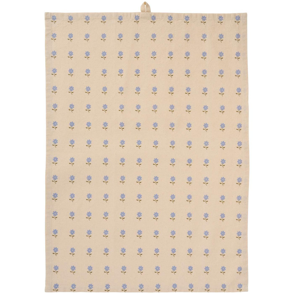 Geschirrtuch Elisabeth natur mit blauen Blumen