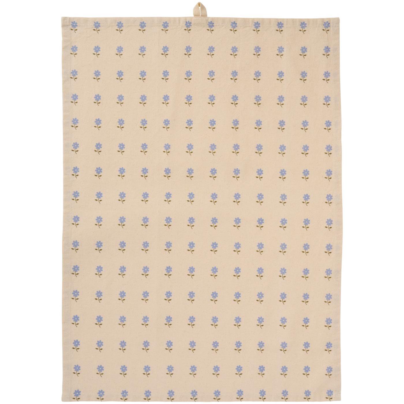Geschirrtuch Elisabeth natur mit blauen Blumen