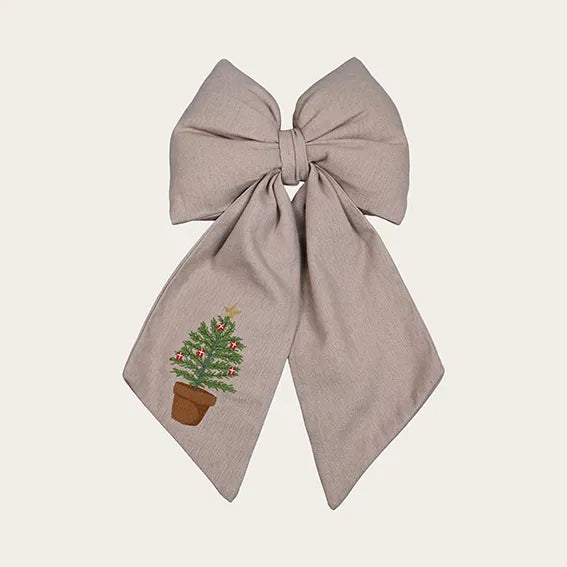 Dekoschleife zum Hängen, Natur mit Tannenbaum, Schleife Large -30 cm