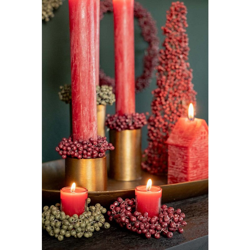 Kranz mit Holzperlen handgefertigt, rot  - Ø: 8 cm