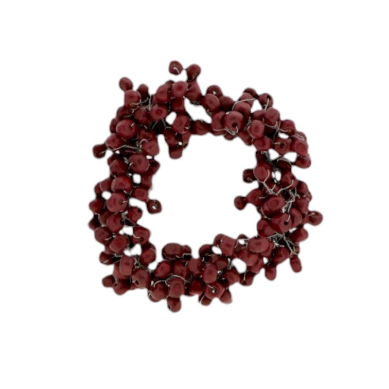 Kranz mit Holzperlen handgefertigt, rot  - Ø: 8 cm