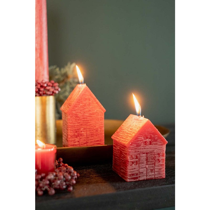Deko-Kerze Haus/ Hauskerze, rot - 11,5 cm