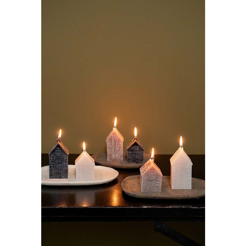 Deko-Kerze Haus/ Hauskerze, Greige - 11,5 cm