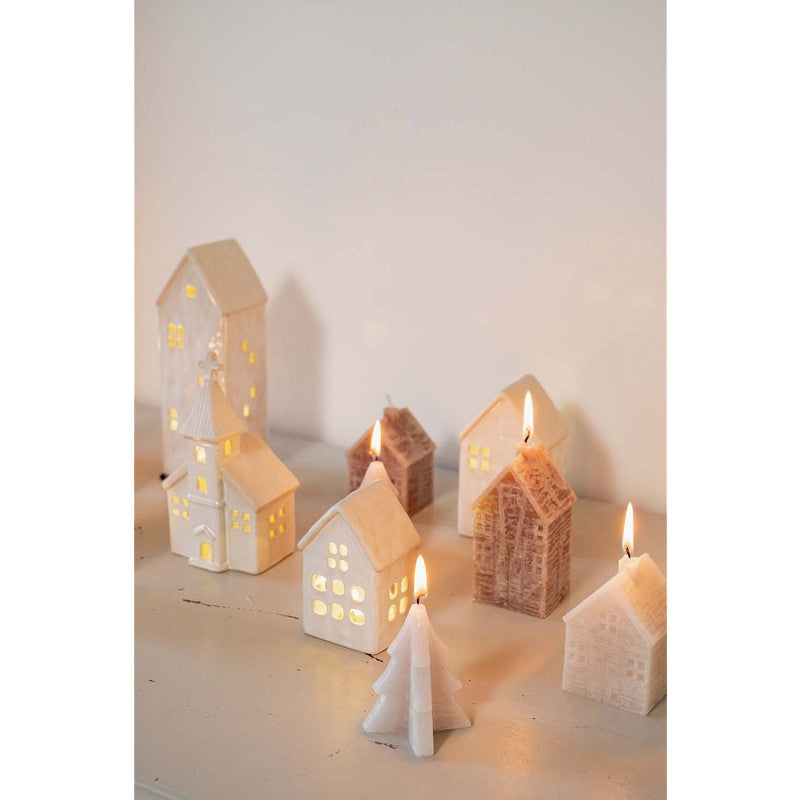 Deko-Kerze Haus/ Hauskerze, Greige - 8,4 cm