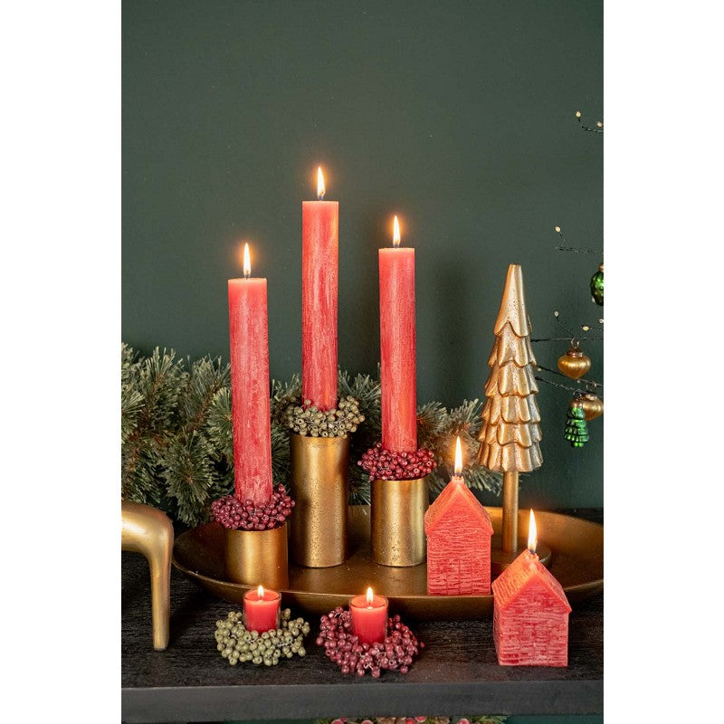 Deko-Kerze Haus/ Hauskerze, rot - 8,4 cm