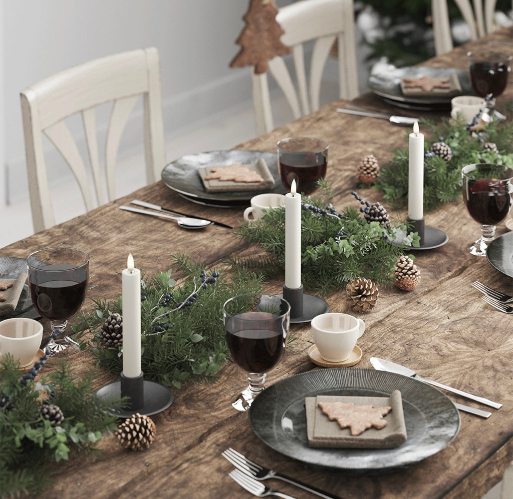 LED Stabkerze 2er Set weiß Deluxe Homeart - Ø2,2 X H 24 cm