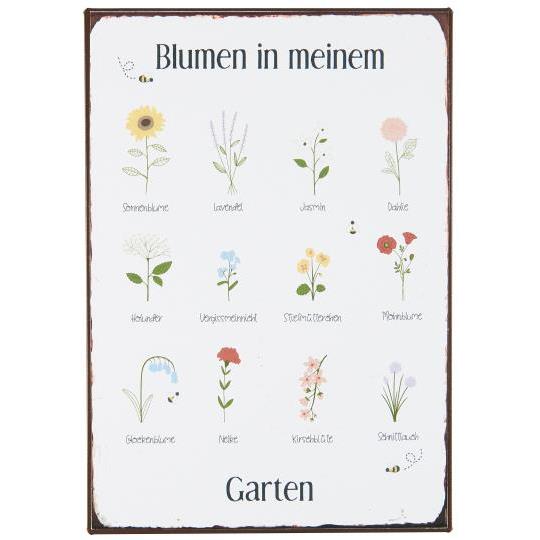 Metallschild "Blumen in meinem Garten"