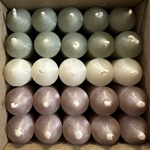 25er Box/ Set "Natür.lich" kurze Stabkerzen 10 x 2,2 cm