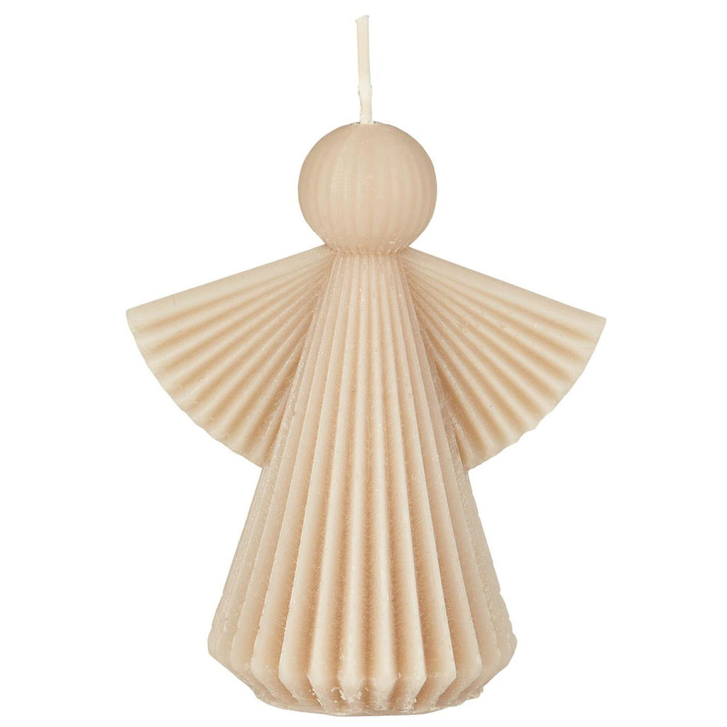 Deko-Kerze Engel/ Engelkerze gerillt, leinen - 10 cm