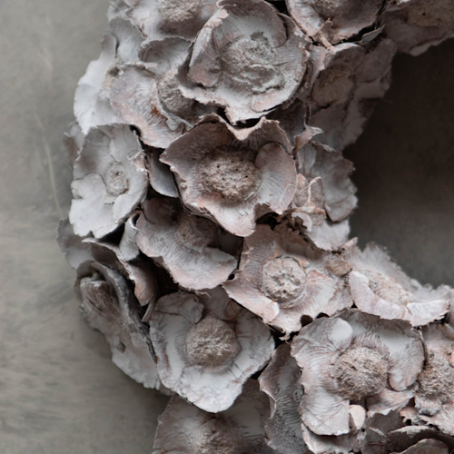 Kranz Kokosnussblüten, Naturkranz Coco Flower, grey mist - 40 cm