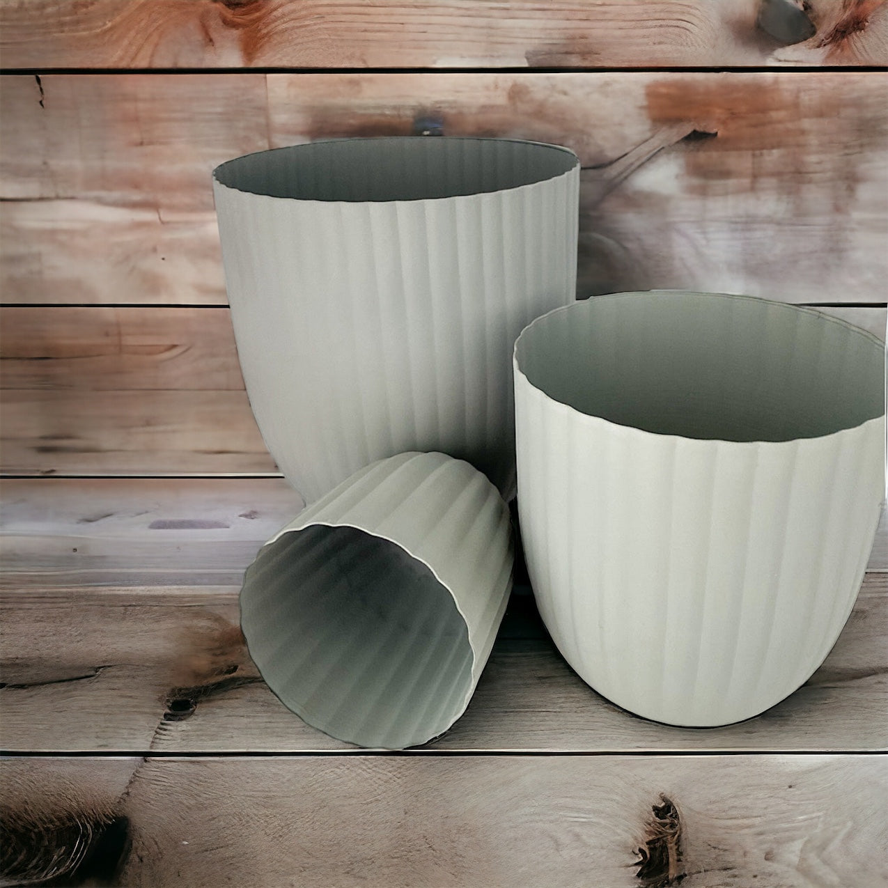 Pflanztöpfe/ Übertopf Rillen Zink - 3 Größen
