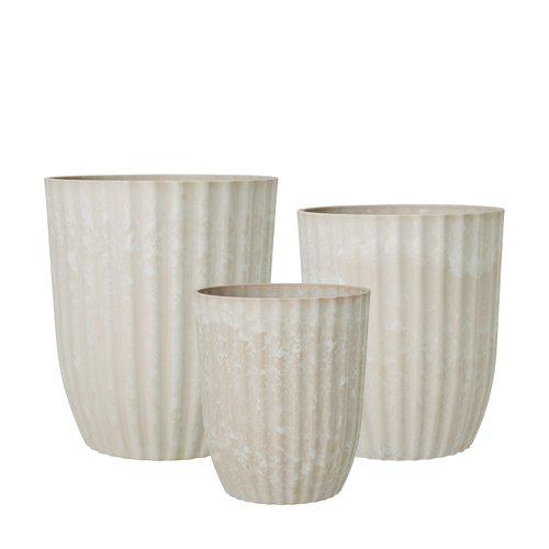 Großer Übertopf-/ Pflanztopf YODIT Recyling Kunststoff, beige - in 3 Größen