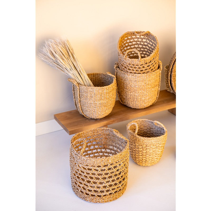 Korb Liyve aus Seegras, grobes Lochmuster - 3 Größen