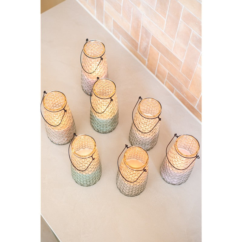 Kerze Vitra Schimmerndes Strukturglas - Kerzenglas zum hängen - Flieder