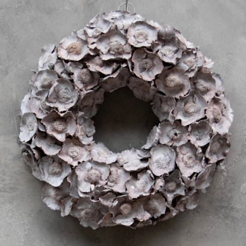 Kranz Kokosnussblüten, Naturkranz Coco Flower, grey mist - 40 cm