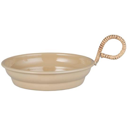 Kerzenhalter für Stumpenkerze mit Henkel Bambusgeflecht - Ø:8,5 cm