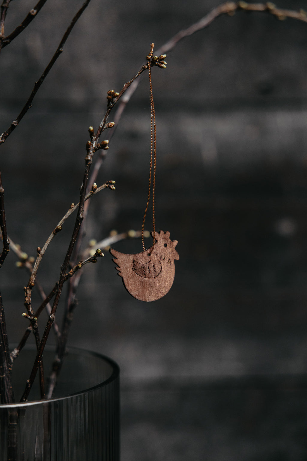 Holzhenne/ Huhn Edith, Anhänger - braun/ natur