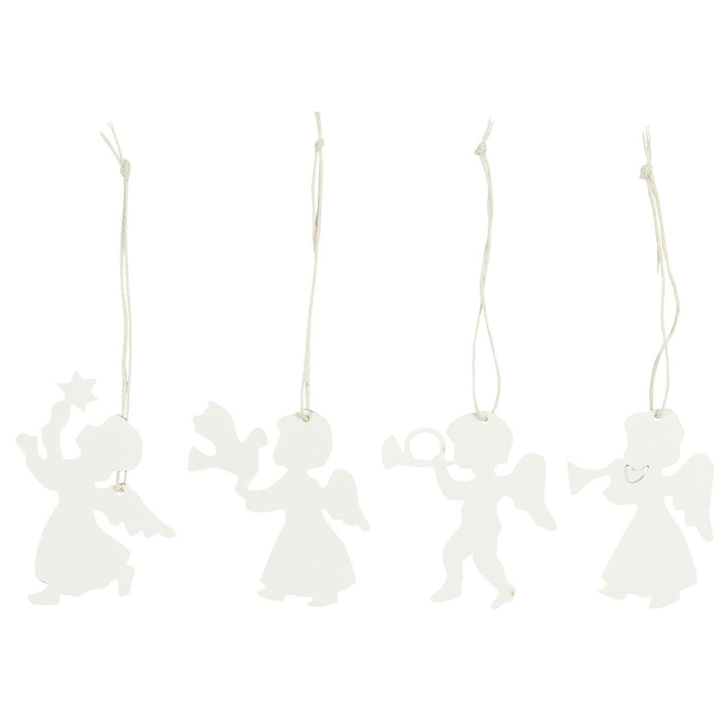 Scherenschnitt Engel, 4er Set - weiß