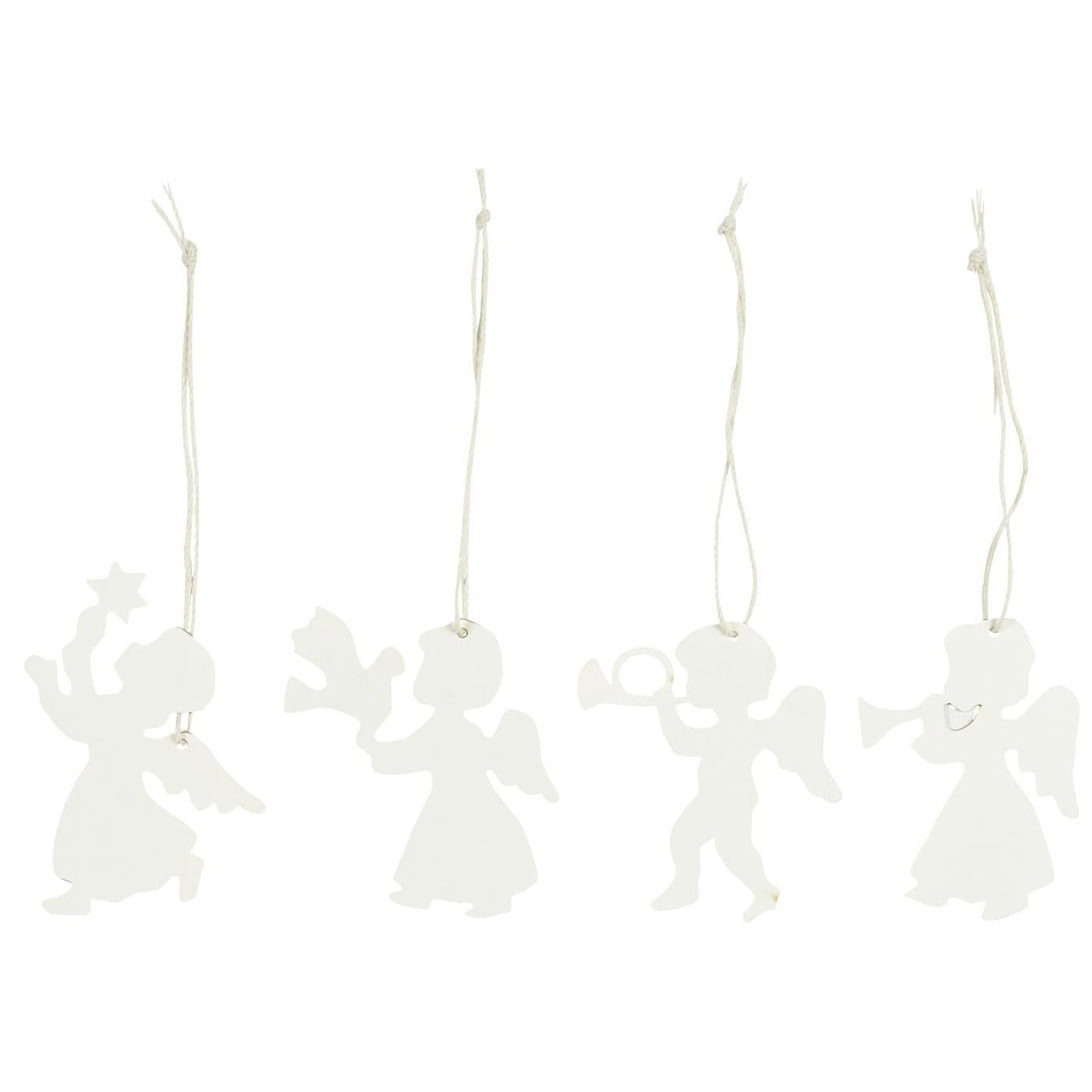 Scherenschnitt Engel, 4er Set - weiß