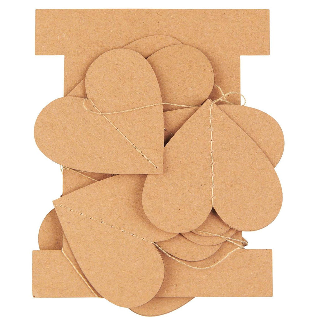 Girlande/ Band mit naturfarbenen Herzen, Papier - 1,53 m