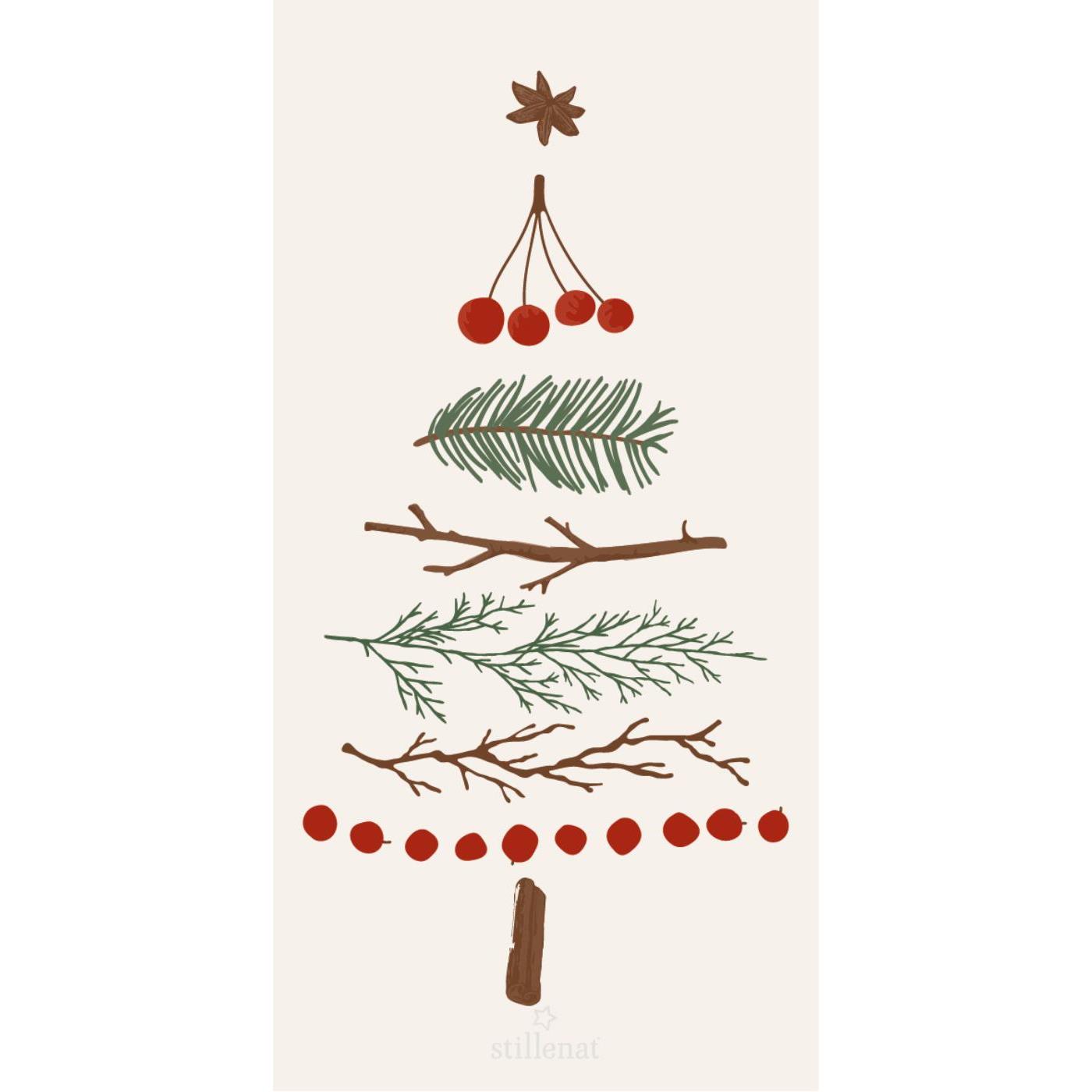 Serviette/ Papierserviette Tannenbaum der Natur, 16 Stück
