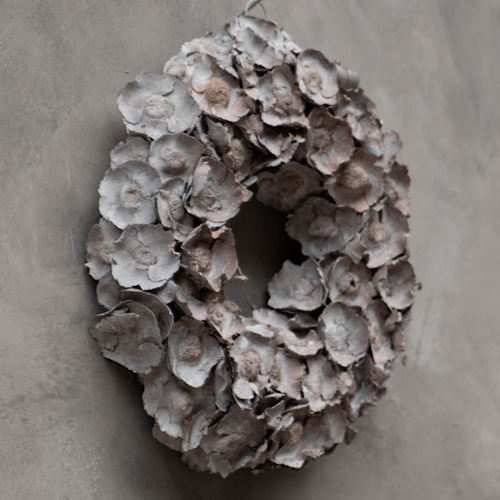 Kranz Kokosnussblüten, Naturkranz Coco Flower, grey mist - 40 cm