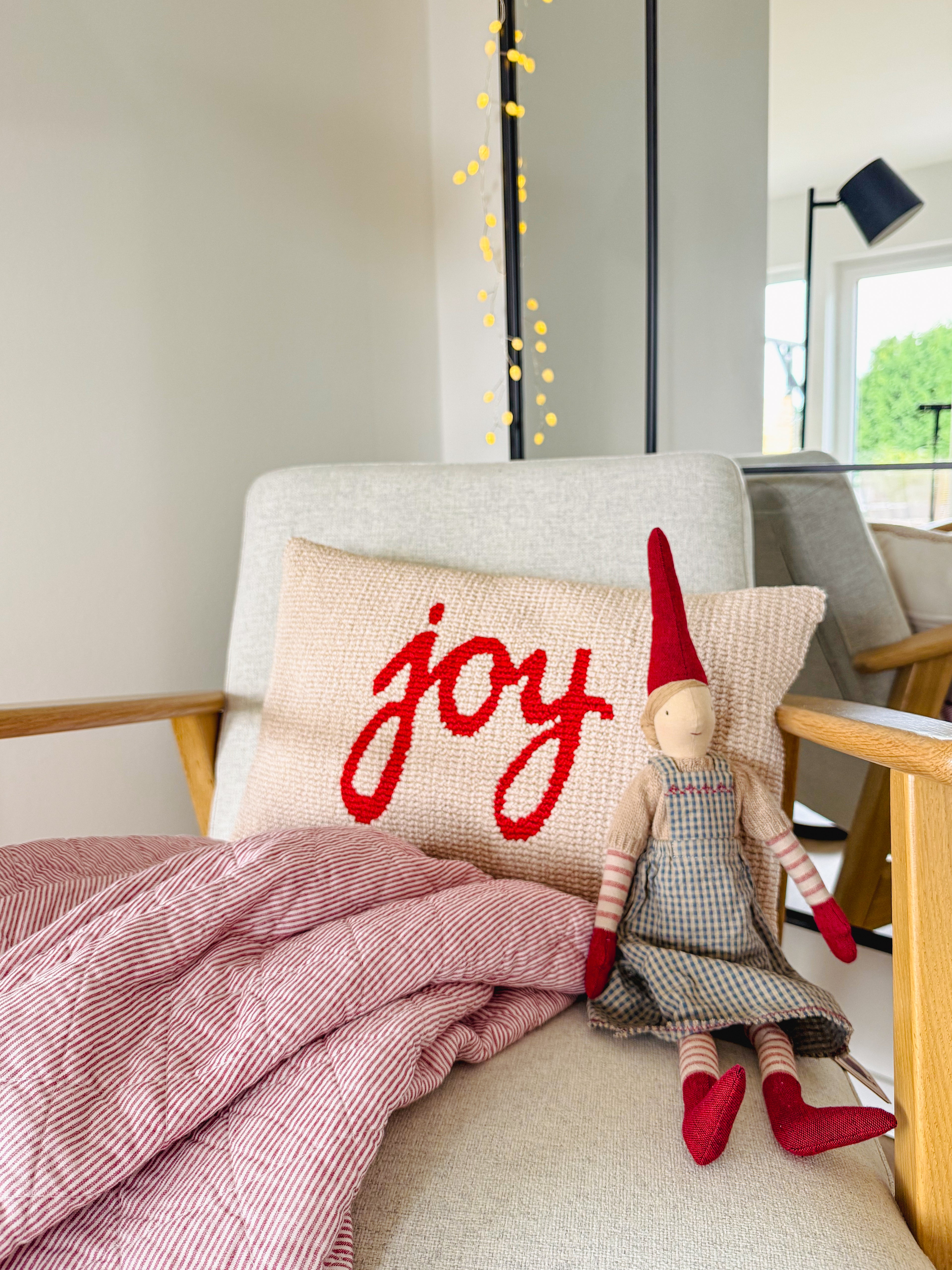 Kissen Joy, beige/ rot - 30x50 cm