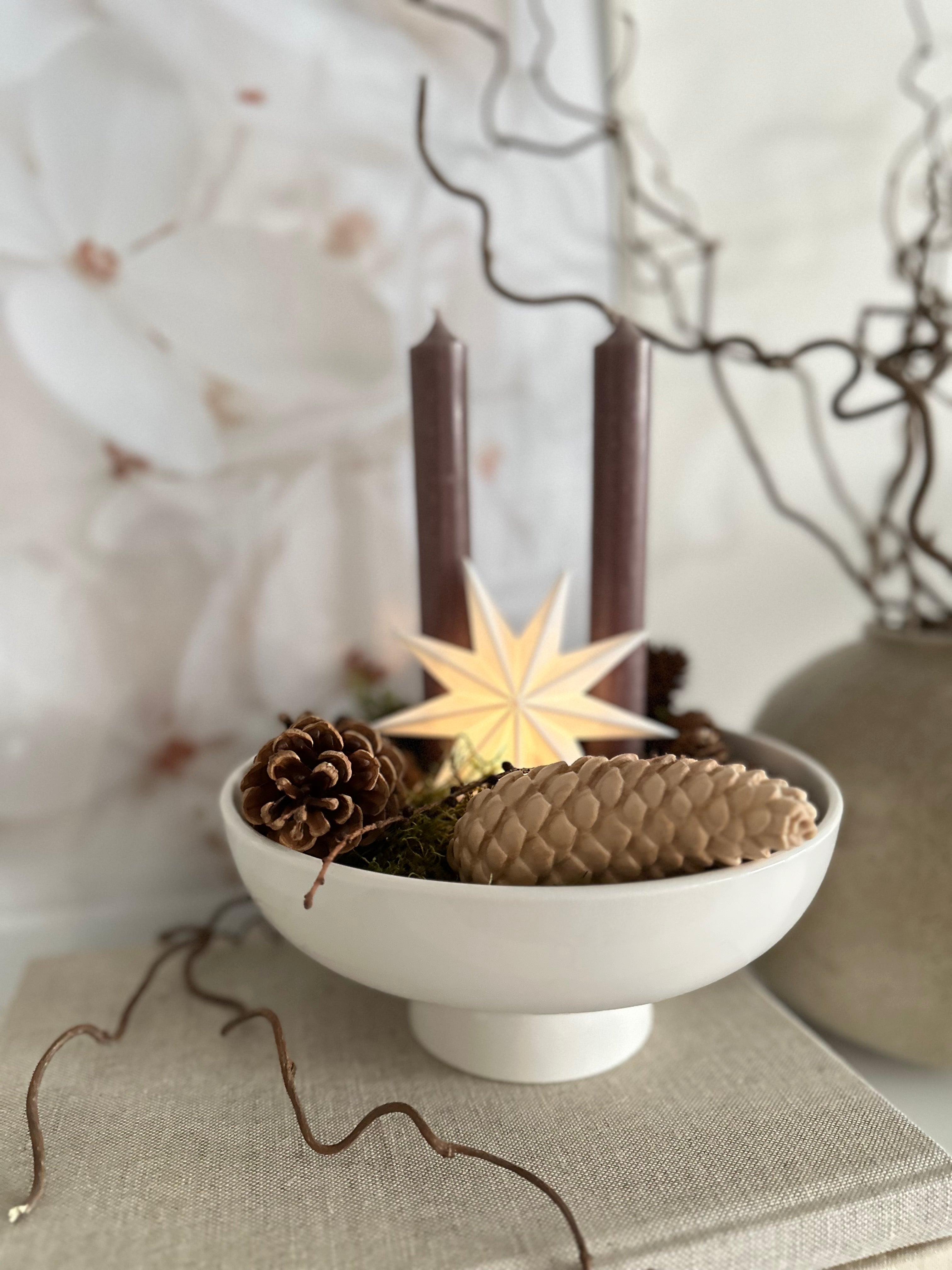 LED Leuchtstern/ Fensterstern 9 Zacken, weiß  Ø 11,5 cm mit Batteriefach und Timer