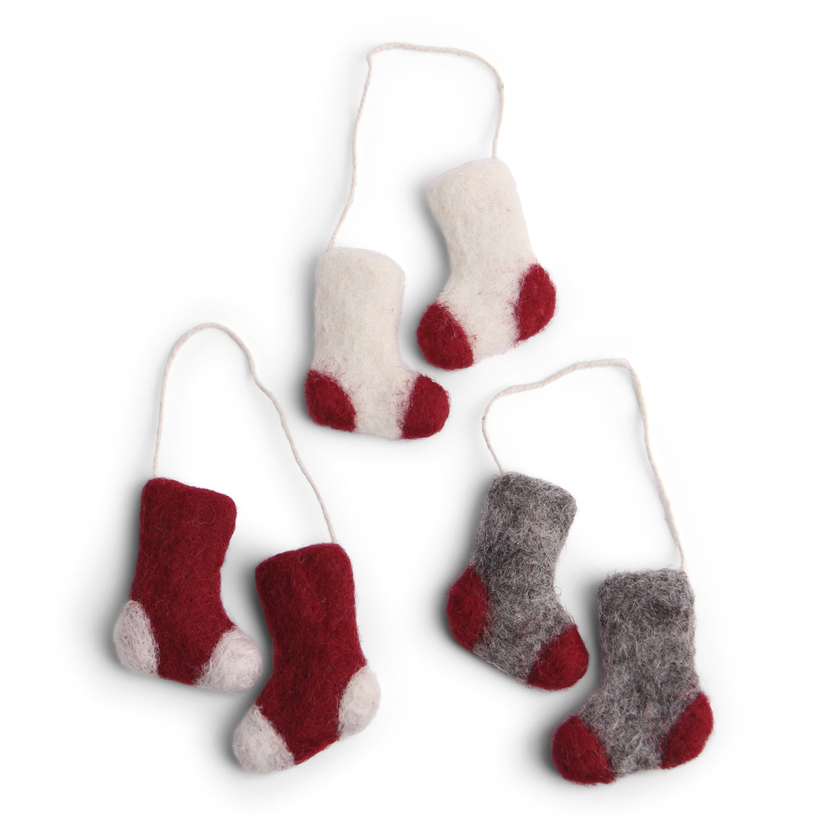 Socken/ Weihnachtssocken, Filz Anhänger - 3er Set
