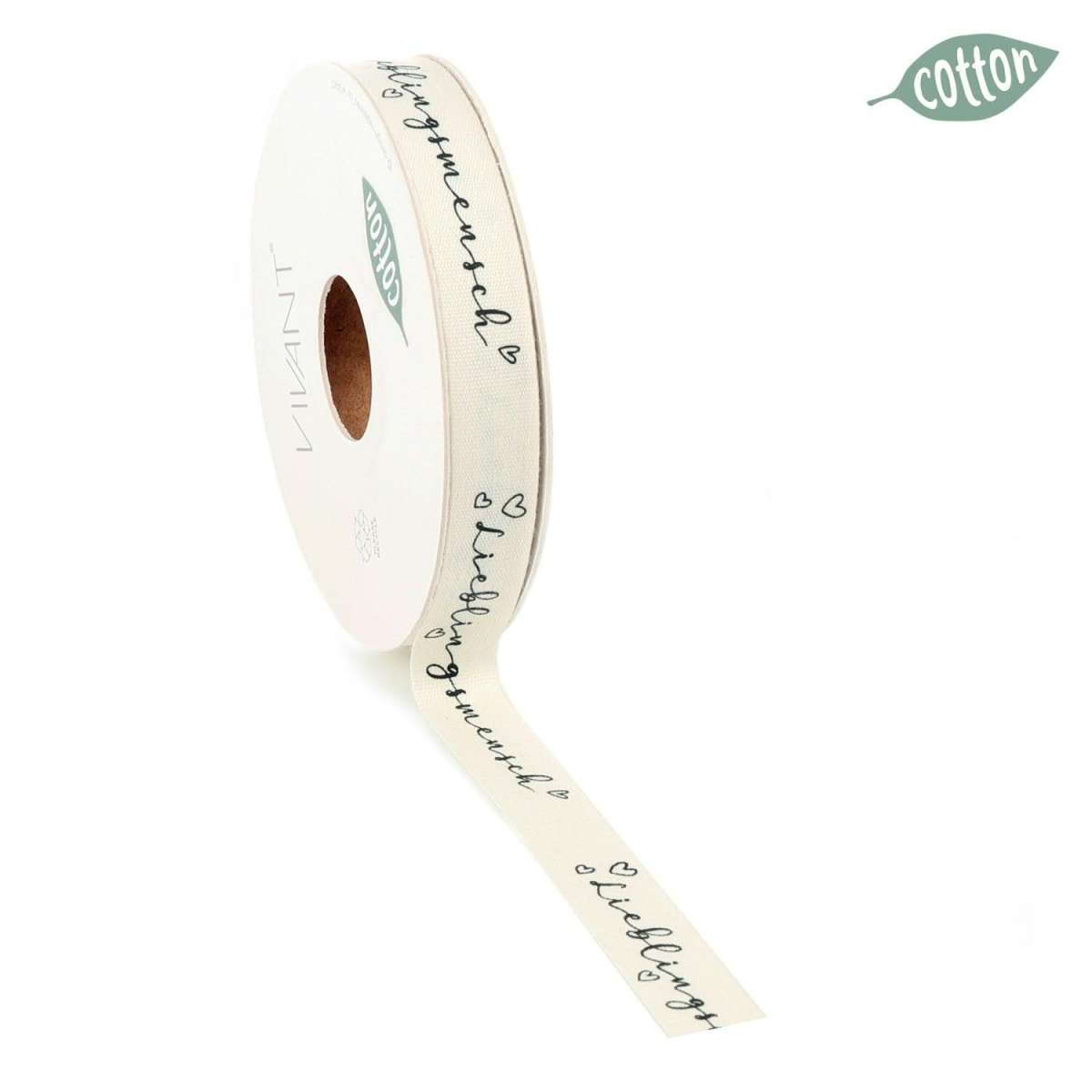 2 Meter Band Baumwolle "Lieblingsmensch", creme - Geschenkband