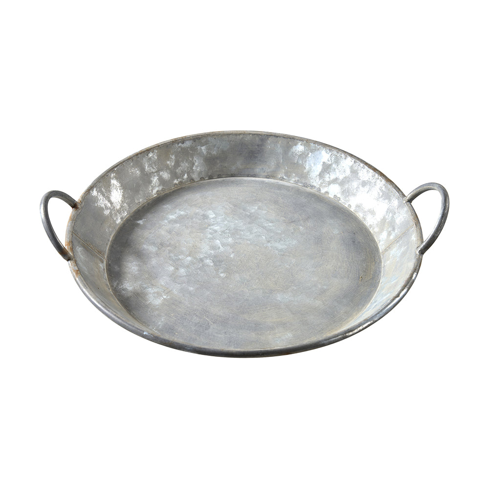 Tablett/ Dekoteller/ Platte Zink mit Griffen - Ø 36 cm