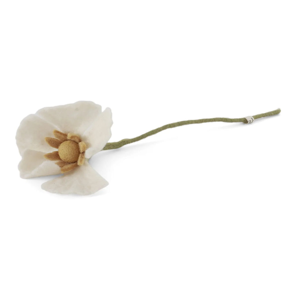 Mohnblume handmade - Filzblüte/ Blume aus Filz - White